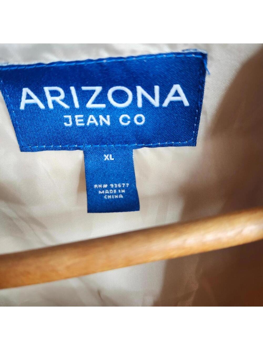 Cozy Women's Beige Fleece Bomber Jacket Striped Ribbed Trim Arizona Jean Co XL - Picture 6 of 8
